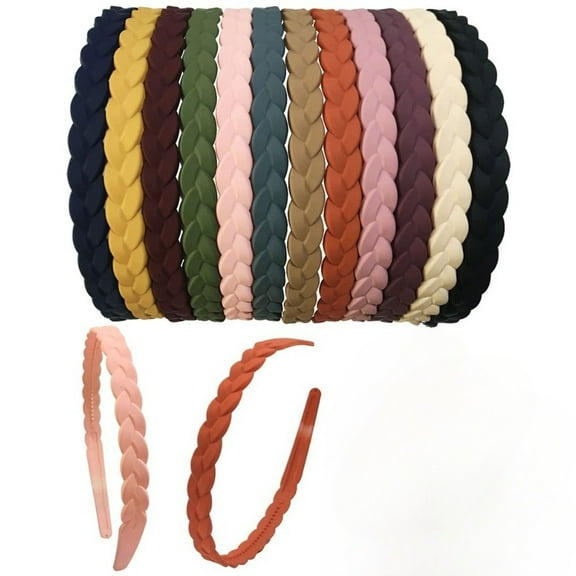 12 Pcs Fashion Color Thin Headbands, Elegant Plastic Hair Grip Bands with Non-Slip Design for Women Teens, Party Work Daywear