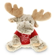 Dollibu Moose I Love You Valentines Stuffed Animal with Red Shirt - 12 inch