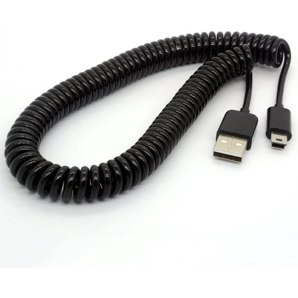 BSHTU Mini Câble USB Spirale Enroulé USB 2.0-A à Mini-B 5 Broches de Synchronisation de Données et Connecteur de Plomb de Chargeur (3 Mètres)