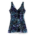 thumbnail image 4 of Swim 365 Women's Plus Size Twist-Front V-Neck Tummy Control A-Line Swim Dress, 4 of 6