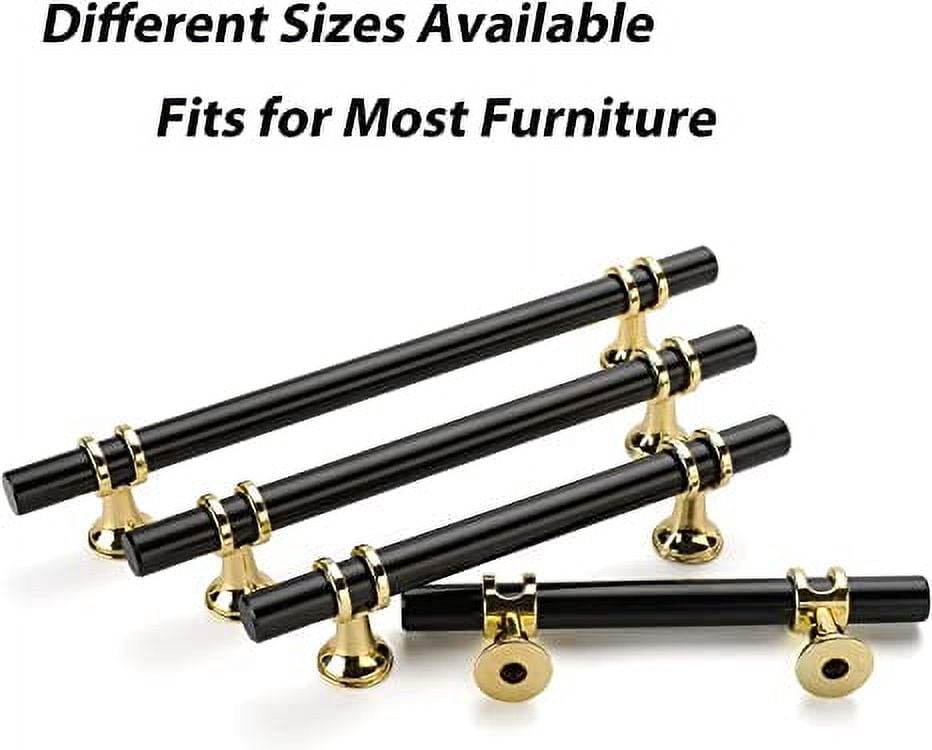 Homdiy 25 Pack Black Cabinet Pulls, Black+Gold Cabinet Handles, Barrel Cabinet Handles Black Drawer Handles Kitchen Cabinet Hardware Pulls, 6-1/4 inch Hole to Hole Center