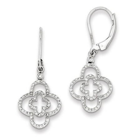 Sterling Silver Dangle Diamond Leverback Earrings. Carat Wt- 0.55ct (0.8IN x 0.5IN )