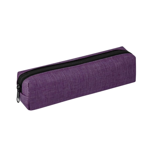 Estuche porta lápices con cierre de poliéster purpura 20 x 5 x 5