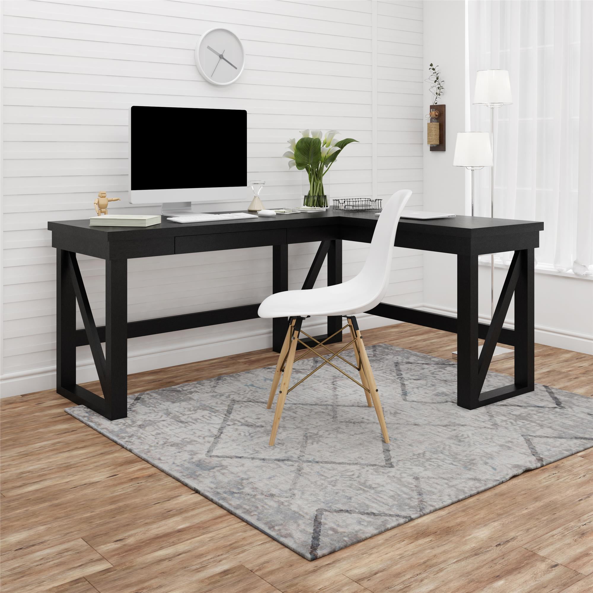 Ameriwood Home Wheaton Lift Top L Desk, Black