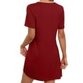 thumbnail image 4 of Wedding Guest Dresses for Women, Woman Fashion Comfortable Summer Solid Color Short Sleeve Round-Neck Dress(Red,M), 4 of 7