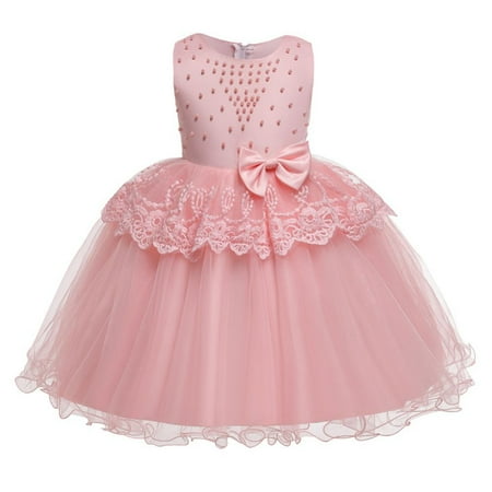 

Xinhuaya 0-8T Flower Baby Girl Lace Dress Toddler Tulle Sleeveless Bow Princess Party Wedding Pageant