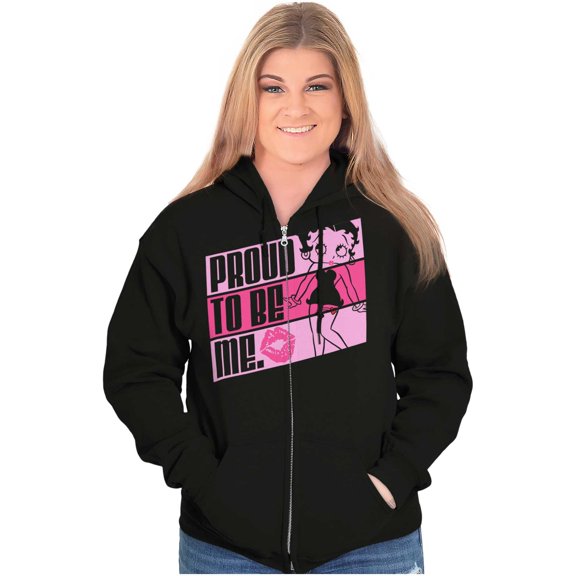 Betty Boop Proud to Be Me Confidence Zip Hoodie Sweatshirt Women Brisco Brands S