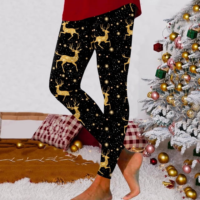 Mallas con estampado navideño para mujer, pantalones largos de cintura alta, cálidos, a la moda, para Yoga y Navidad, Invierno