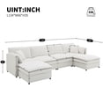 thumbnail image 3 of Harper & Bright Designs Modern Modular Cloud Sofa, Chenille Oversized Sectional Sofa with Ottoman, U Shaped Convertible Sofa with Chaise for Living Room, Cream, 3 of 19