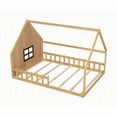 thumbnail image 6 of Full Size Wood Bed Frame with Window and Fence, Natural, No Box Spring for Bedroom, 6 of 17