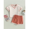 thumbnail image 2 of Wassery Baby Girls Boys Shorts Set Short Sleeve Round Neck Patch Color Tops + Loose Short Pants Suit 2Pcs Summer Toddle Casual Party Clothes 0-3T, 2 of 8