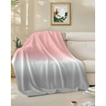 thumbnail image 3 of Throw Blanket Fleece Throw Blanket 40x50in, Pink White Grey Gradient Soft Lightweight Bed Blankets Ombre Art Fuzzy Couch Blankets for All Season, 3 of 9