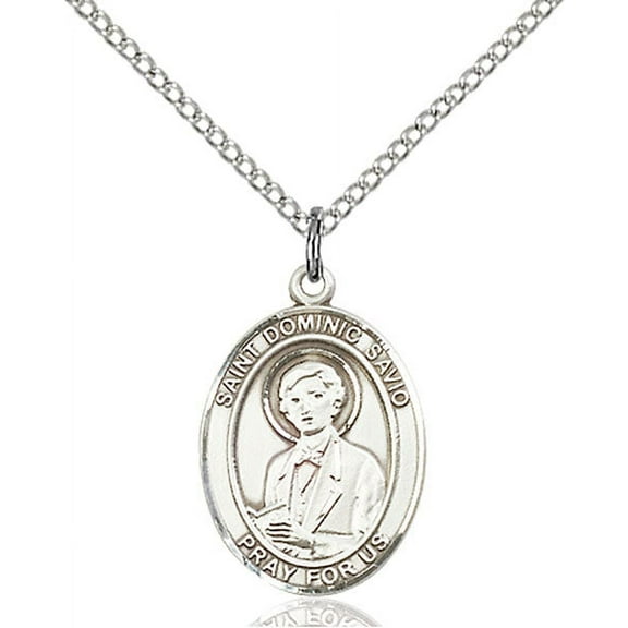 Extel Medium Oval Sterling Silver St. Dominic Savio Pendant with 18" chain, Made in USA