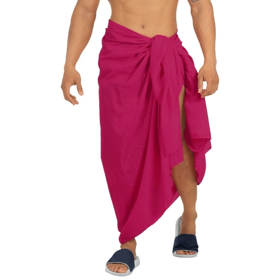 HAPPY BAY Men's Pareo Standard Swimsuits Sarong Full Beach Wrap One Size Magenta-V29 Summer Vacation Aloha