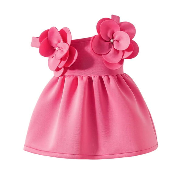 Toddler Children Girls Off Shoulder Sleeveless Dress Solid Bowknot Dresses Clothes Preemie Dress Flower Outfits for Baby Girls
