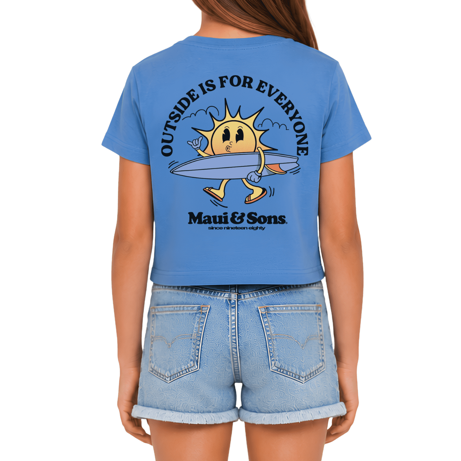 Maui and Sons Outside Short Sleeve Girl's T-Shirt Crew Neck Graphic Tee Inspired by California Surf Culture & Designed for Everyday Comfort