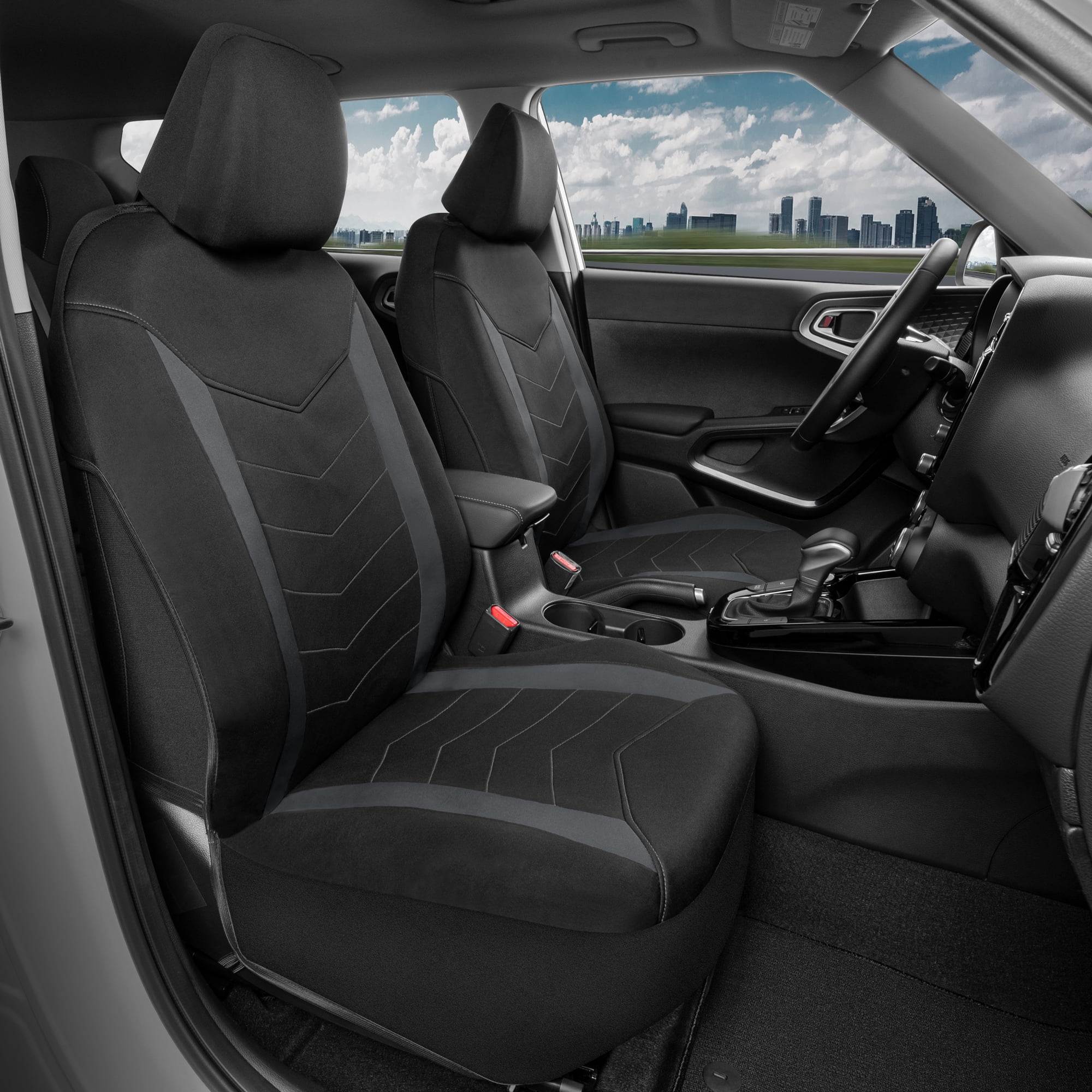 Motor Trend SpillGuard Seat Covers for Cars Trucks SUV ‚ Waterproof Car Seat Covers with Neoprene Lining, Automotive Seat Cover Set for Front Seats, Interior Car Accessories(Charcoal Gray)