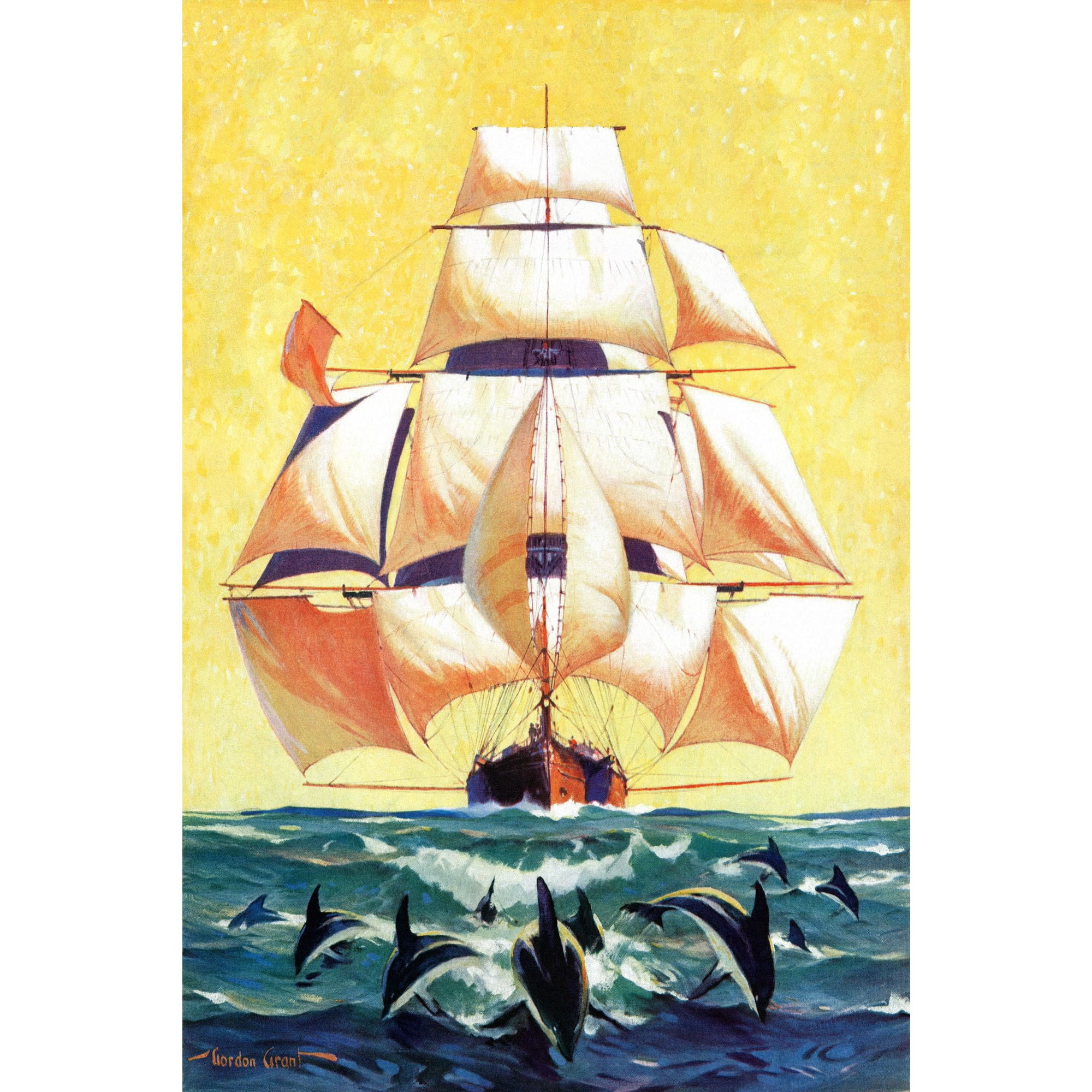 "Led by Dolphins" Painting Print on Wrapped Canvas