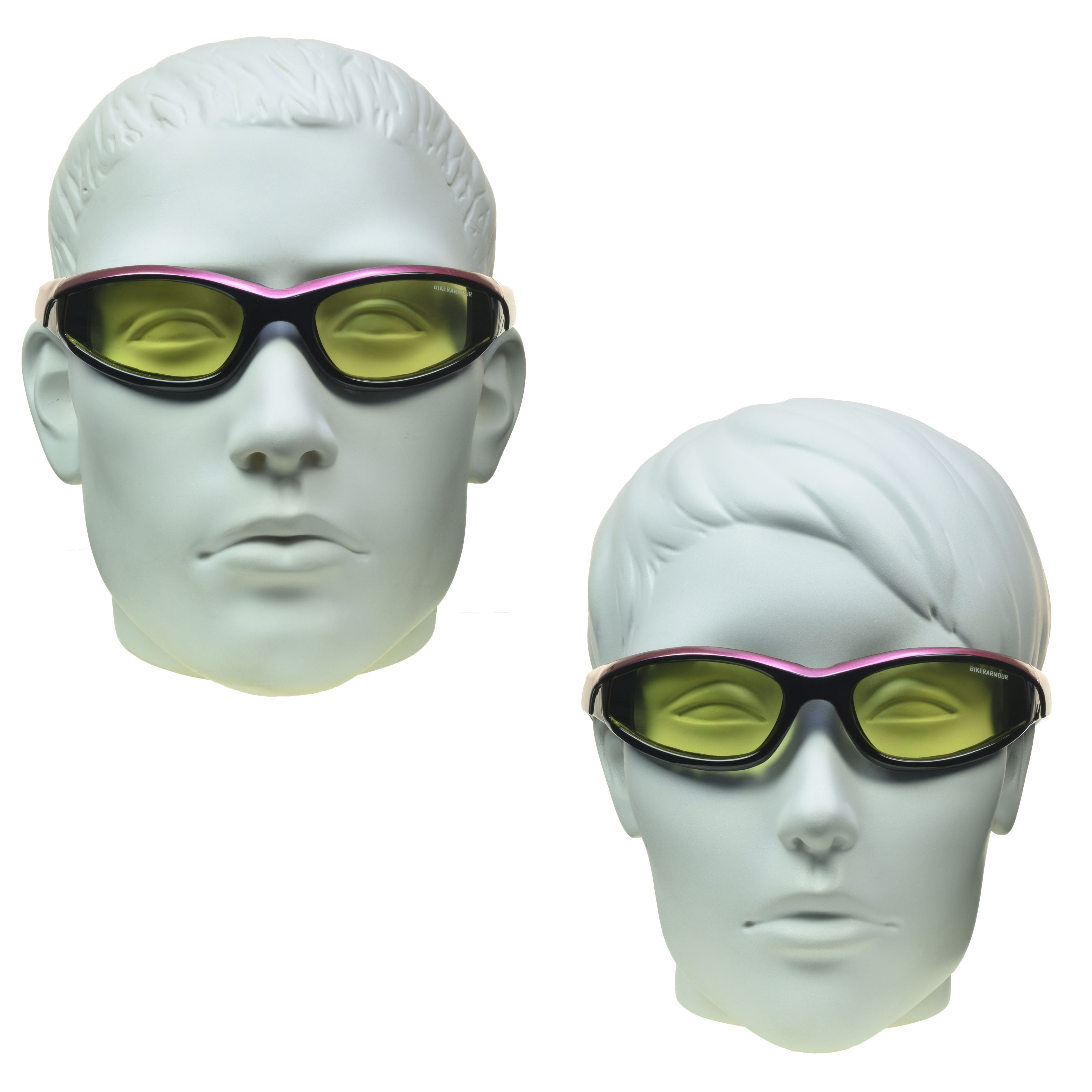 Bikershades Motorcycle Biker Night Safety Glasses Pink Women Clear & Yellow