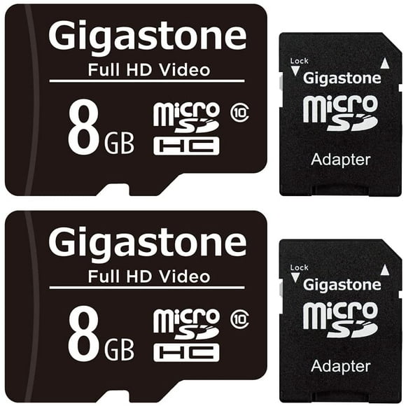 Giga 8GB 2-Pack Micro SD Card, FHD Video, Security Cam Action Camera Professional, 80MB/s Micro
