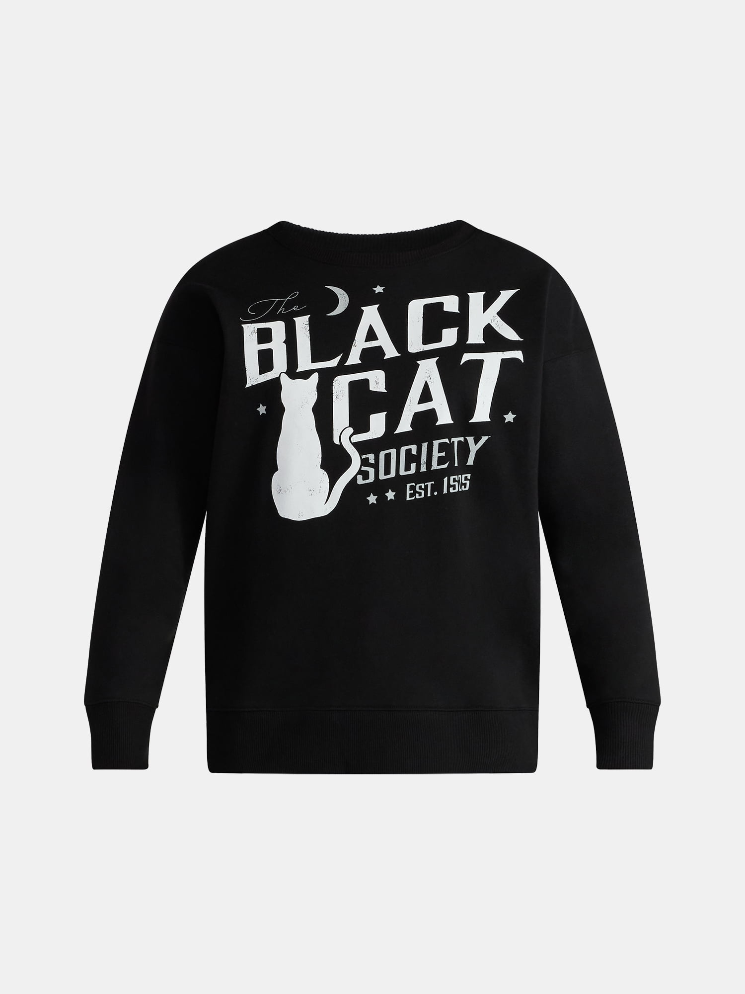 Women's Halloween Black Cat Society Graphic Fleece Sweatshirt from