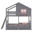 thumbnail image 6 of Harper & Bright Designs Wooden House Bed Twin over Twin Bunk Bed with Window and Roof, Twin Size Loft Bed Frame with 2 Drawers, 1 Storage Box, 1 Shelf for Bedroom, Gray, 6 of 12