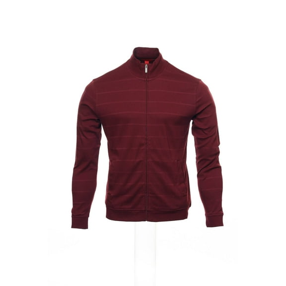 Alfani Red Burgundy Wide Striped Full Zip Sweatshirt , Size Small