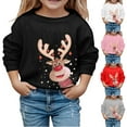thumbnail image 5 of WOYY Little Girls Christmas Sweatshirt Reindeer Print Crewneck Pullover Sweatshirts Top, 5 of 5