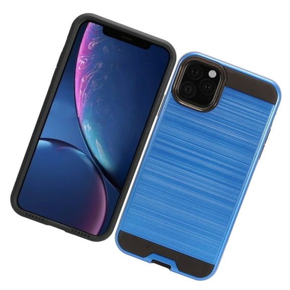 Apple iPhone 11 PRO MAX Phone Case Heavy Duty Brushed Texture Slim Hybrid Shock Proof Dual Layer Hard PC & Soft TPU Armor Defender Protective Rubber Rugged BLUE Thin Cover for Apple iPhone 11 Pro Max