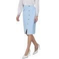 thumbnail image 4 of INSPIRE CHIC Women's Knee Length Skirt Button Decor Slit Work Formal Pencil Skirts XL Light Blue, 4 of 5