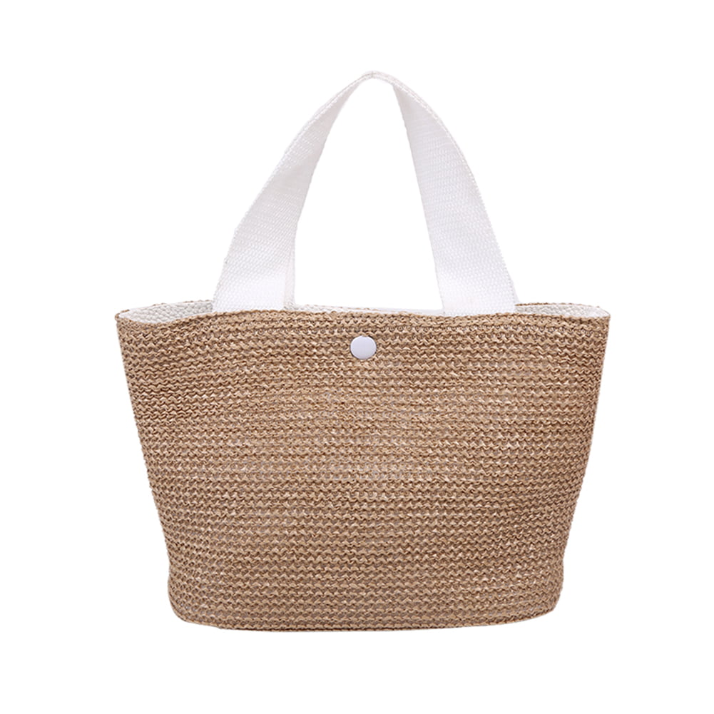 Handmade Straw Bag Simple Casual Wild Handbag Summer Satchels Beach Travel Vacation Party Totes 