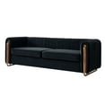 thumbnail image 2 of Velvet Couch, Modern Upholstered Sofa with Arms and Golden Metal Legs for Living Room Bedroom and Office, Black, 2 of 7