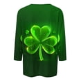 thumbnail image 4 of Diufon T-Shirts de la Saint-Patrick pour Femmes, Grande Taille, Imprimé Trèfle, Manches 3/4, Col Rond, 4 of 5