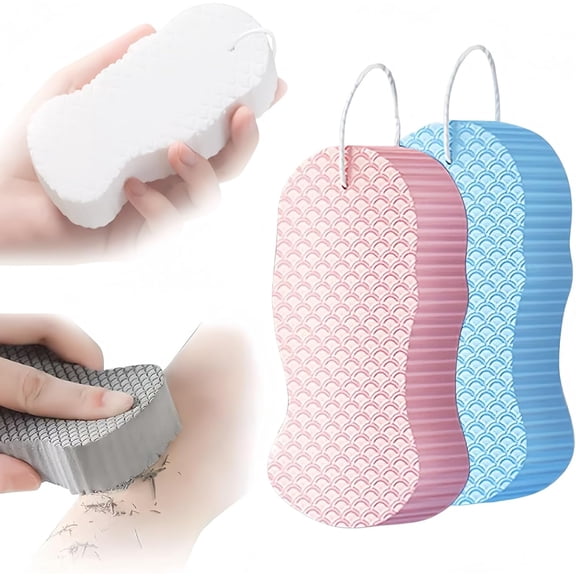 Akei Scrub Sponge, Magic Exfoliating Bath Sponge, 3D Super Soft Exfoliating Bath Sponge for All Skin Types