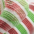thumbnail image 2 of Festive Christmas Striped Deco Mesh - 10" x 10 Yards, Red, White & Lime Green, Christmas Tree Ribbon, Swag, Garland, Wreath, Gift Wrapping, Presents, Bows, 2 of 3