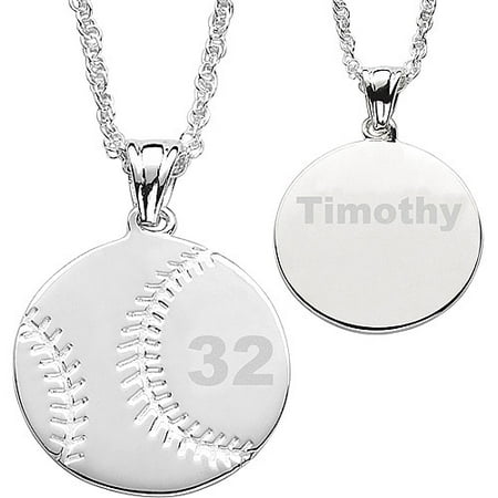 Personalized Silver-Tone Baseball Necklace
