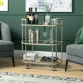 thumbnail image 3 of Evelyn&Zoe Leif 30" Wide Oval Bar Cart, Satin Nickel, 3 of 9