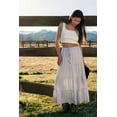 thumbnail image 6 of Cali1850 Women's XS~XL Lined Tiered Elastic Waist Linen Flare Maxi Skirt, 6 of 7
