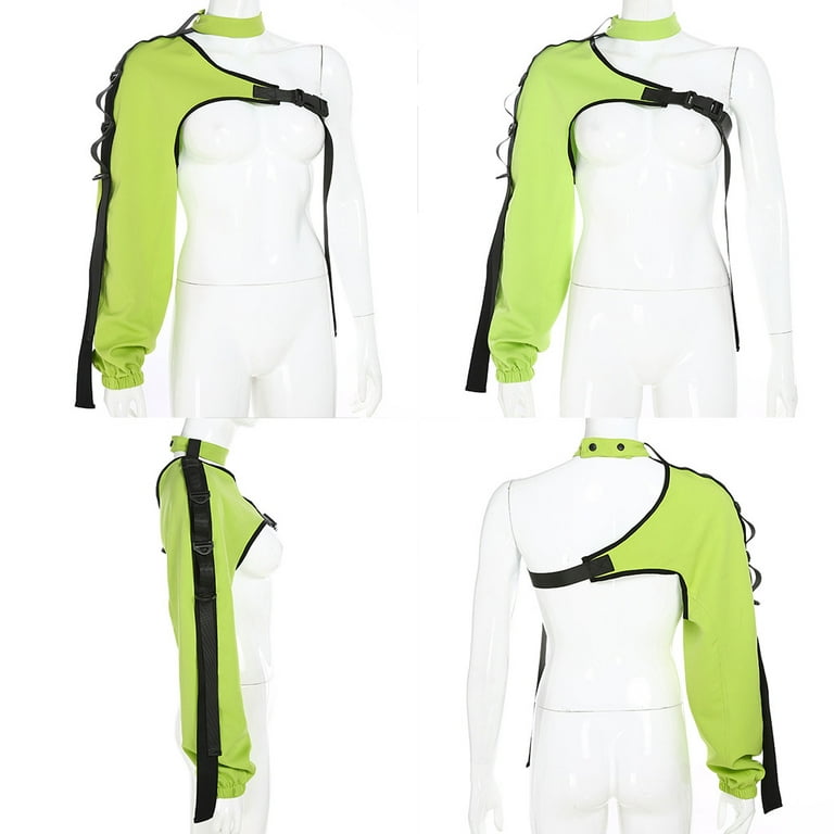 sheller】flare cuffs one shoulder shirt sheller flare cuffs one