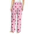 thumbnail image 3 of Naloa Strawberry And Heart Print Women’s Ultra-Soft Comfy Pajama Lounge Pants with Pockets & Drawstring, 3 of 8