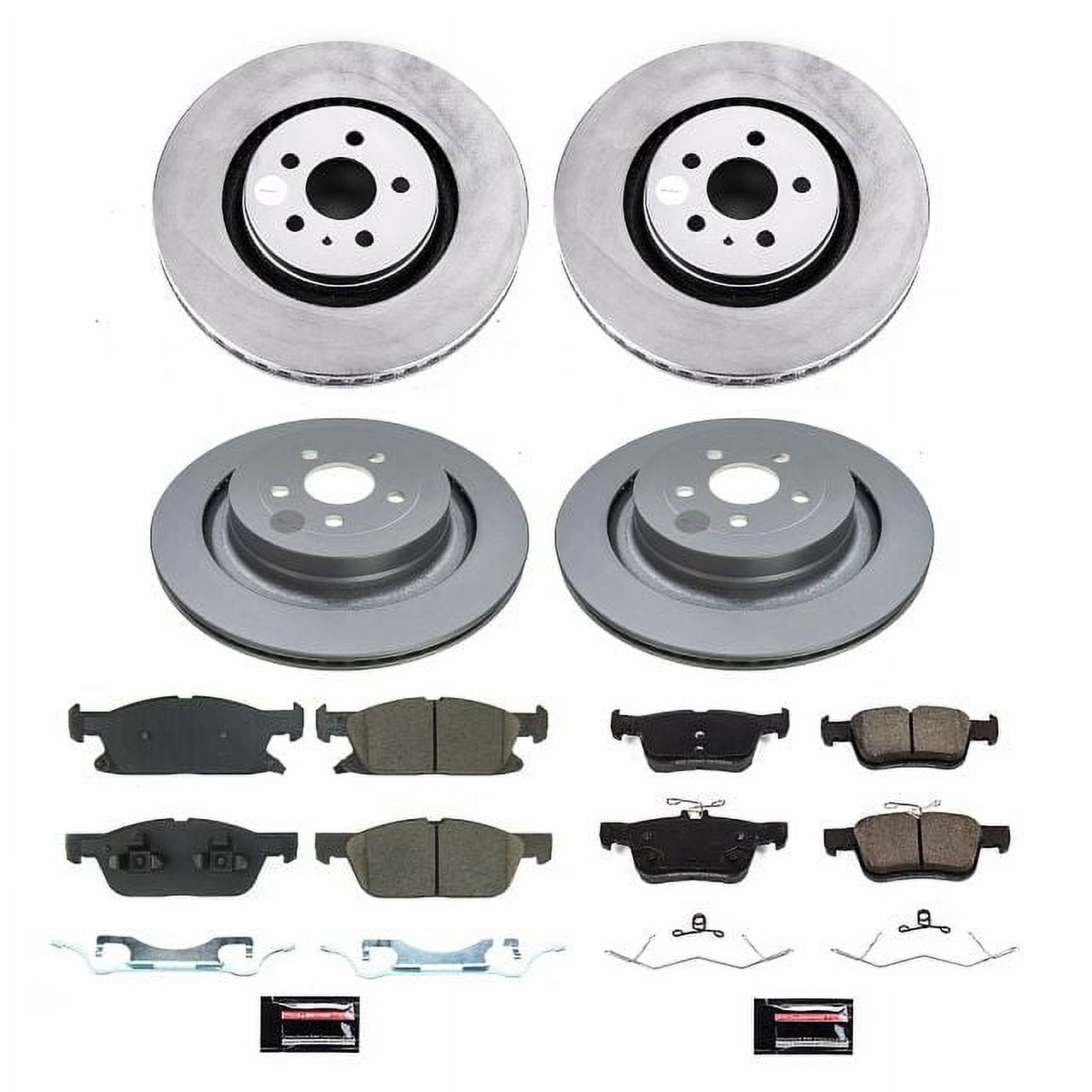 PowerStop Front and Rear Geomet Coated Brake Rotor and Pad Kit Fits: FORD LINCOLN Select Models CRK8535