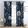 thumbnail image 2 of Dandelion Floral Curtains Blackout, 2 Panel Set, Thermal Insulated Room Darkening Grommet Drapes for Living Room Bedroom, Flower Botanical Blue and White Window Treatments-42"W x 72"L (Pack of 2), 2 of 7