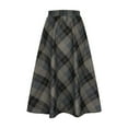 thumbnail image 4 of miqiqism Women High Waisted Dress A-Lined Loose Skirts Fashion Buffalo Plaid Dresses Casual Flowy Fairy Skirt,01_Gray,Medium, 4 of 5