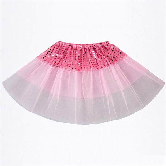 ATOGUTA Girls Sequin Skirts Layered Tutu Skirt Party Birthday Dance Princess Skirt Size 2T-8, Pink