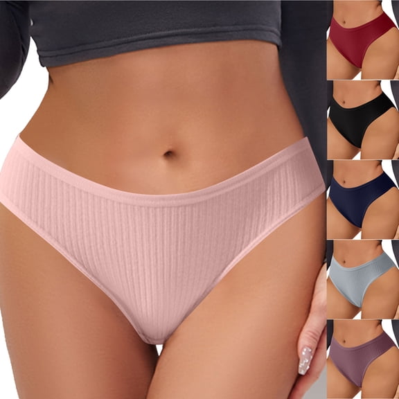 Swuxness Women's Low Waist Seamless Briefs, Women Sport Panties, Women's Solid Color Low Sports Comfortable Breathable Thin Soft Stretch Briefs Panties Pink, XXL