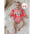 thumbnail image 4 of Miaouyo Infant Baby Girl Fall Romper 0 3 6 12 18 Months Bows Animal Rugby Embroidered Plaid Crew Neck Long Sleeve Romper and Bow Headband, 4 of 9