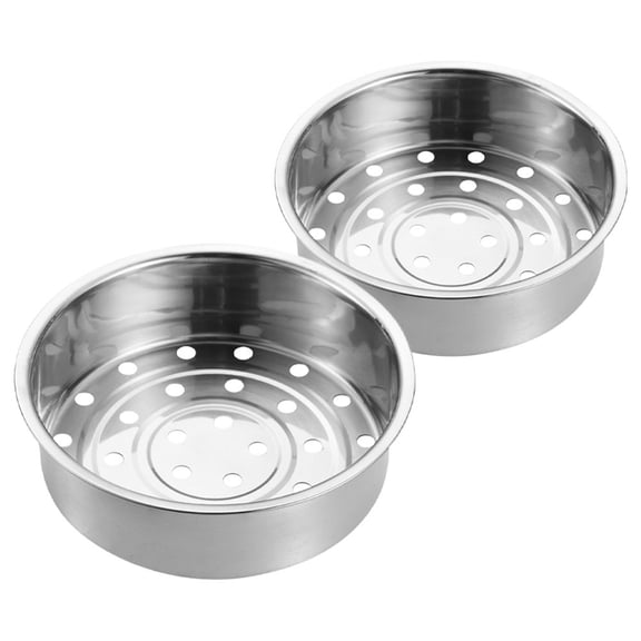 STOBOK Stainless Steel Steamer Basket Plated Silver, Ideal for Steaming and Reheating, Safe Material, 2Pcs
