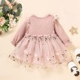thumbnail image 5 of Huanglei Kids Toddler Baby Girls Long Ruffled Sleeve Ribbed Bowknot Tulle Dress Princess Dress Outfits, 5 of 6
