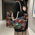 thumbnail image 4 of Bolso de playa Bolsos de playa Bolsos de mano para mujer Bolso de mano de lona bohemio a rayas para mujer con cierre de cremallera, utilitario, impermeable, estético Bolsos de playa, 4 of 6