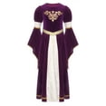 thumbnail image 2 of Choomomo Girls Medieval Princess Outfits Patchwork Round Neck Dress Ruffled Webbing Trim Long Dress Purple 14, 2 of 5